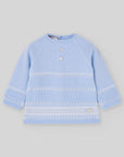 Light Blue Knit Sweater with Lace Bands