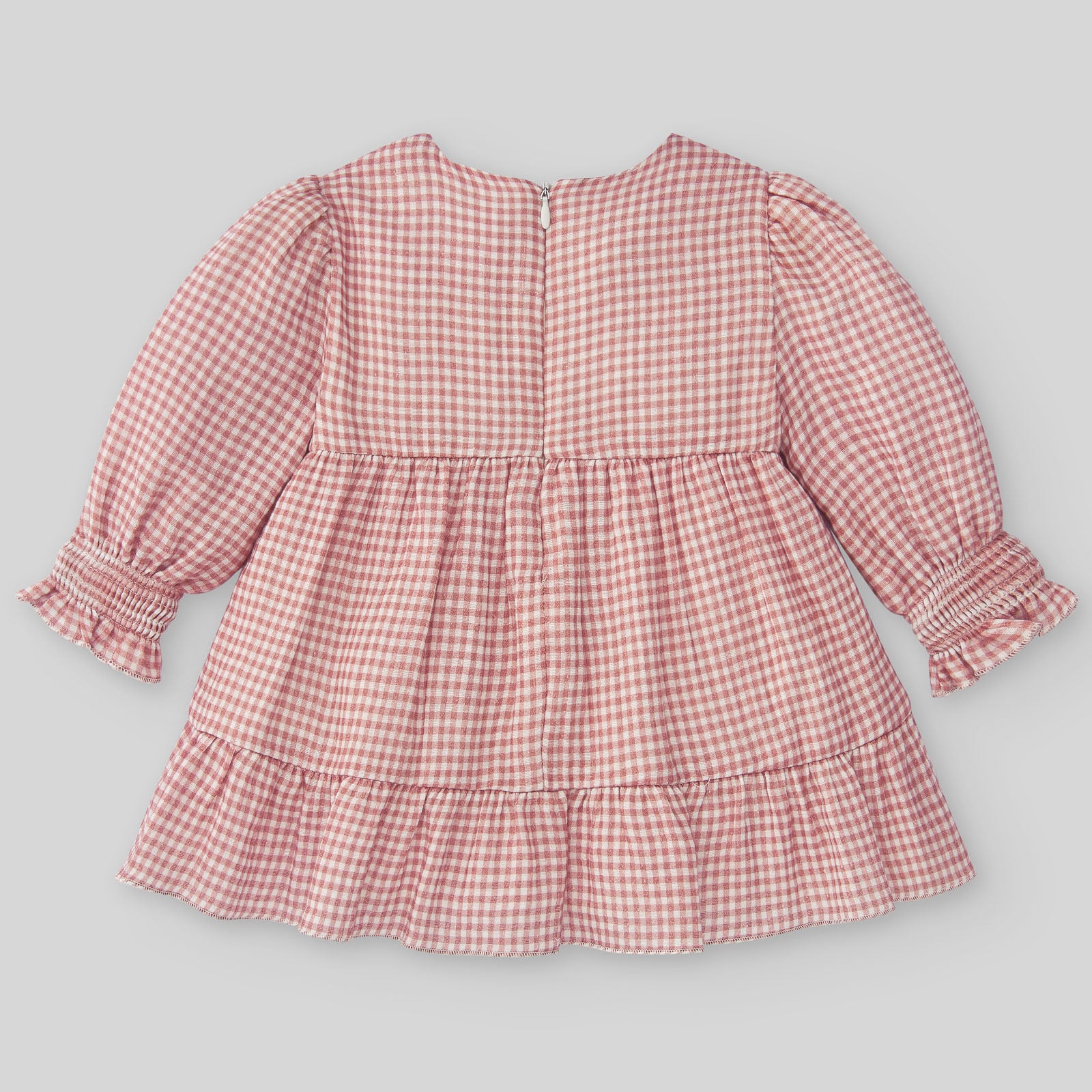 Baby Girl Light Orange Checked Dress MIBONBN Baby Girl Light Orange Checked Dress MIBONBN