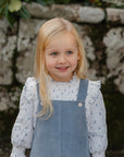 Girl Blue Ruched Floral Blouse