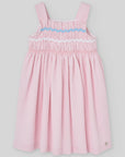 Dress for girl crafted in seersucker with a smocked bodice