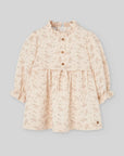 Soft Peach Floral Dress with Tie Waist