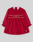 Red Velvet Dress with Embroidered Floral Band