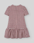 Red & Cream Houndstooth Dress with Velvet Bow