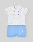 Short romper for baby boy with printed fabric
