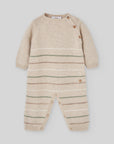 Beige Striped Knit Onesie