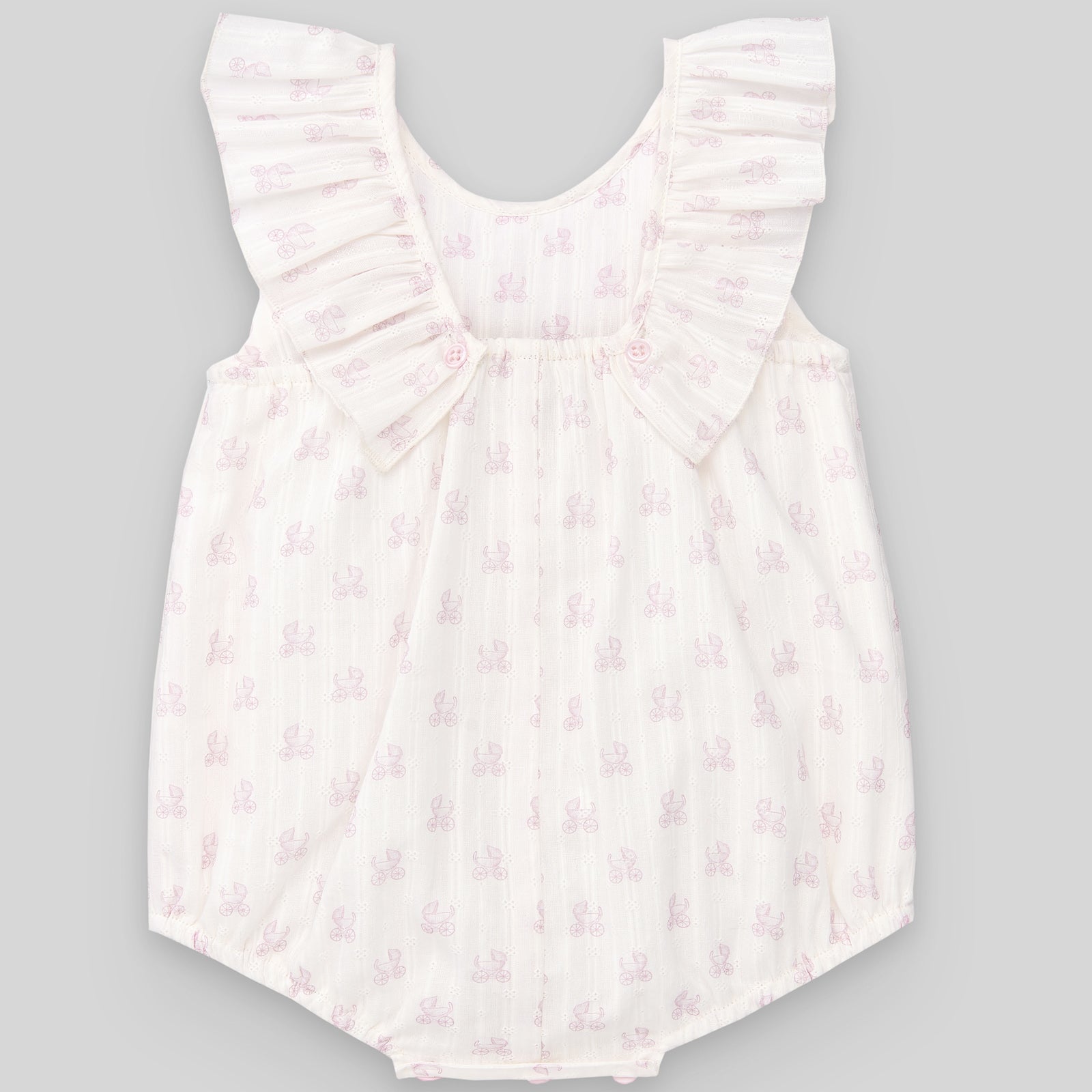 Baby Frill-Trim Pram-Print Romper