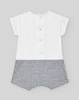 Short sleeve romper combining jersey