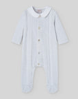 Velour romper with lace trim for boys