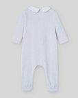 Velour romper with lace trim for boys