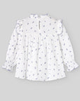 Girl Blue Ruched Floral Blouse