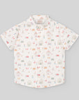 Boy summer shirt short sleeve in farm print