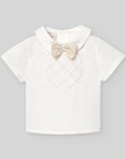 Short-sleeved shirt with a V-neck with Bowtie