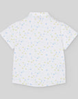 Short-sleeved boy's shirt with a soft marine print