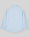 Long-sleeved children's shirt in blue gingham print