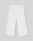Long pants for girls in white fabric