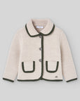 Cream Cardigan with Forest Green Trim