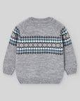 Textured Blue Diamond-Knit Sweater
