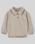 Speckled Beige Knit Polo Sweater