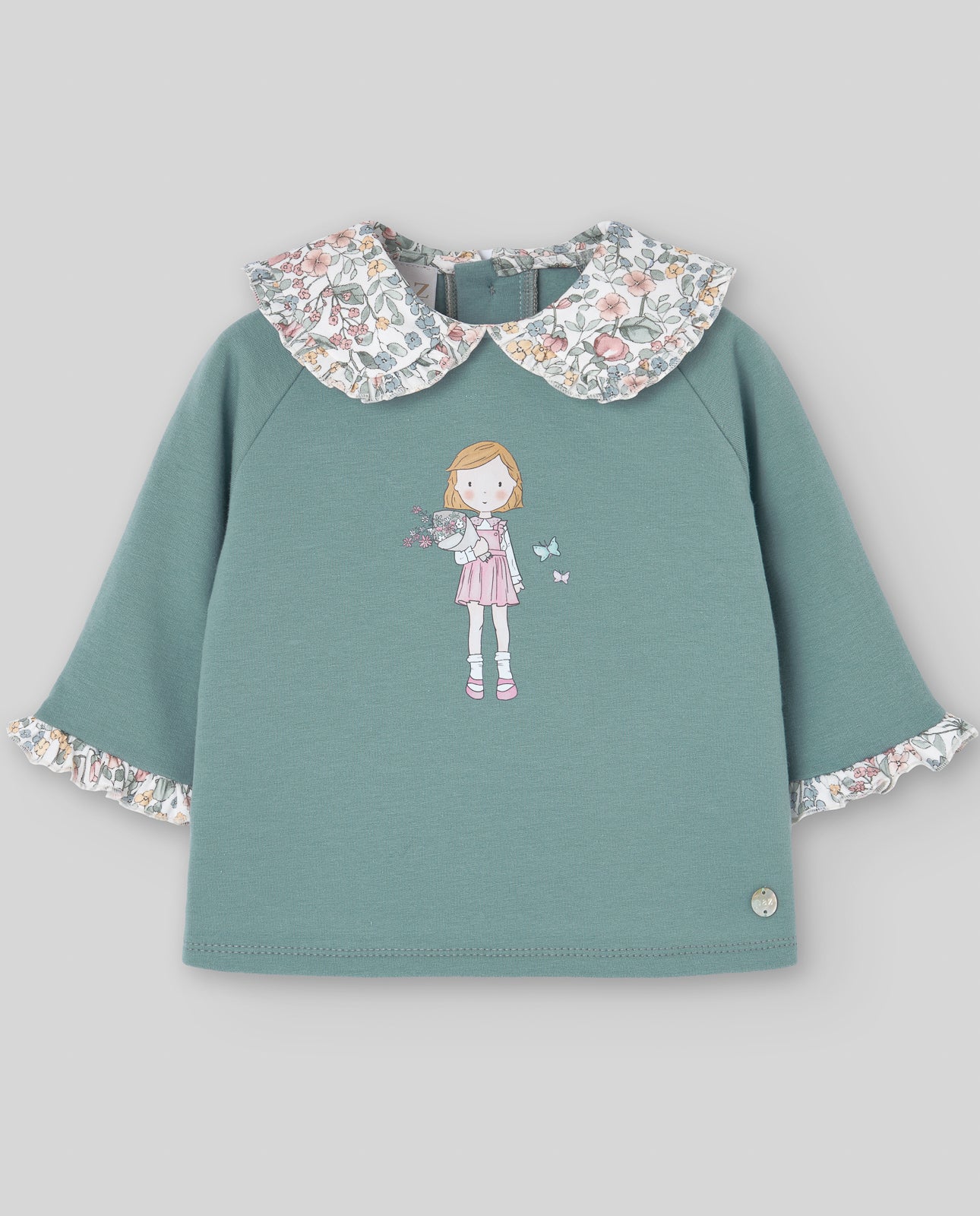 Baby Girl Green Sweatshirt with a Collar