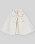 Cream Knit Cape with Satin Bow