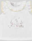 Baby Girl White Knitted Printed T-shirt