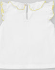 Baby Girl White Knitted Printed T-shirt