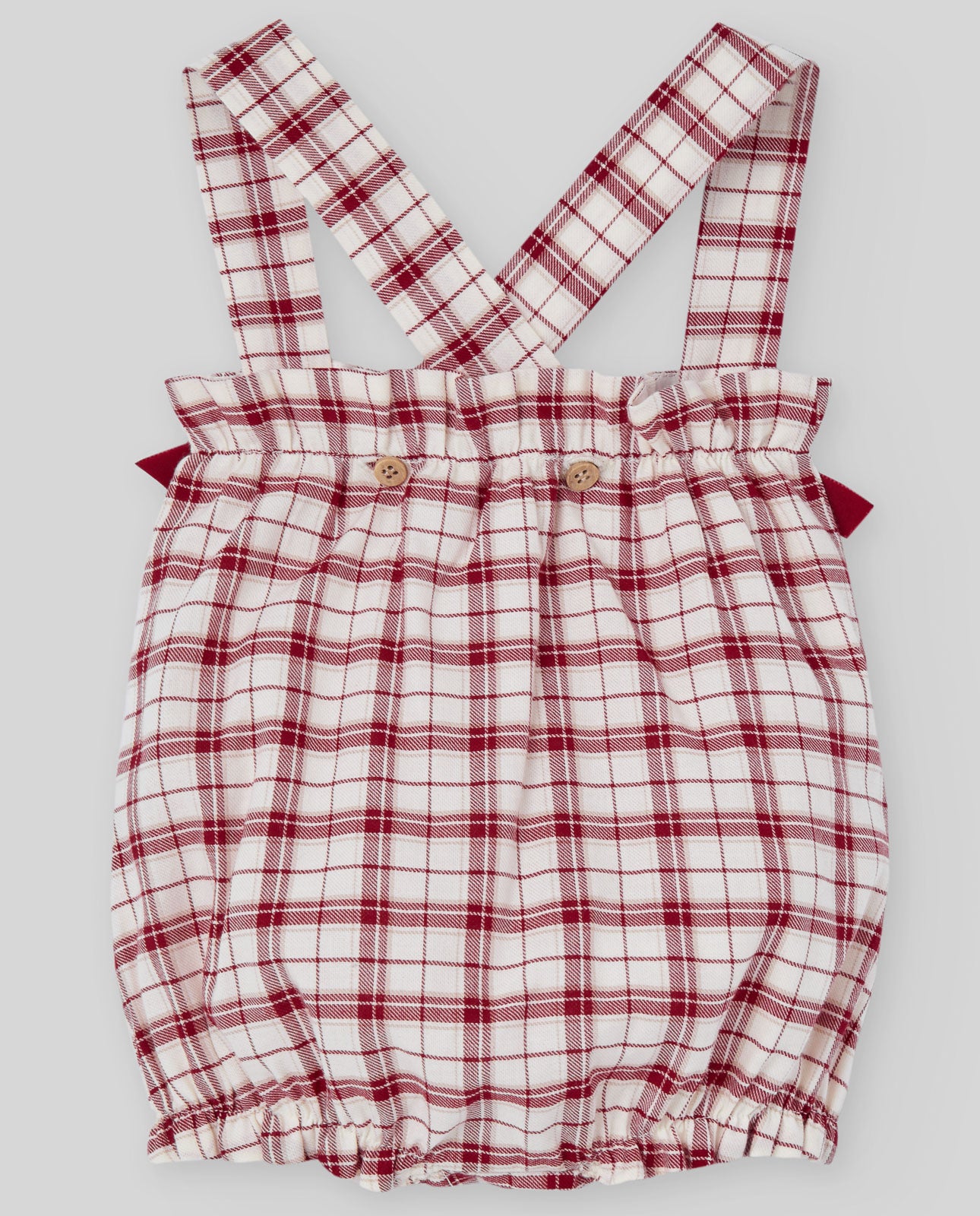 Baby Girl Red Checked DUNGAREE "ACEBO" with Ribbon
