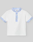 Polo shirt with round collar in white