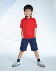 Red polo with blue contrast