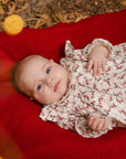 White Dress with Bloomers with Red and Green little flowers