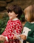 Green Knitted Sweater with White Bear