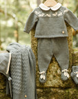 Reindeers Gray-green Knitted Cardigan