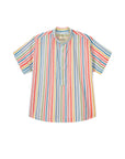 Colorful vertical striped shirt with Mao collar