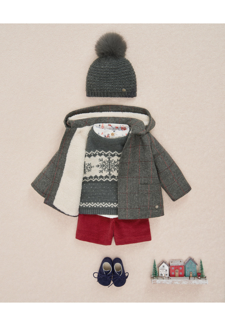 Boy Grey Checked Parka