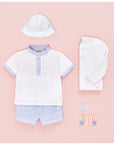 Polo shirt with round collar in white