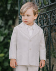Beige Blazer in dual-tone striped seersucker fabric