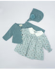 Blue Liberty Dress with white Claudine Collar