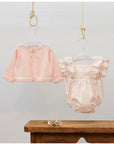 Pink Flower Romper With Ruffle And Lace