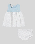 Set of short lightweight blue dress and matching bloomers