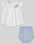 Set of short lightweight dress with embroidery and matching bloomers