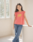 T-shirt for girls with drawing in pink