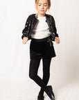 Girls’ black velvet shorts