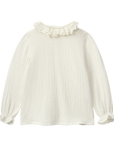 Button-Back White Chiffon Blouse