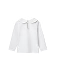 WHITE T-SHIRT WITH PINK COLLAR DETAILS