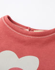 Red sweatshirt with a white flower from MIBONBON