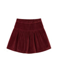 Burgundy velvet skirt with decorative elements
