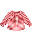 Red and white checkered blouse for babies