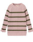 Pink and green long sweater from MIBONBON