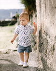 Shirt with a mao collar and short sleeves