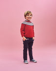 Red Jacquard Sweater with White & Black details